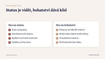Hra na status vs. hra na bohatství: leasing a splátky proti rezervě a pravidelným investicím